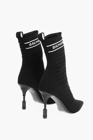 Sock Heeled Boots with Logo Print