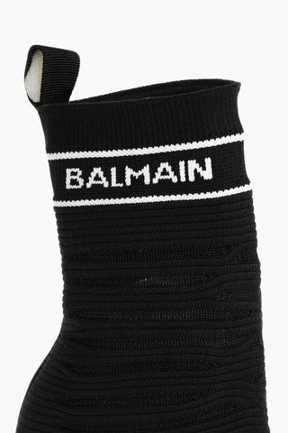 Sock Heeled Boots with Logo Print