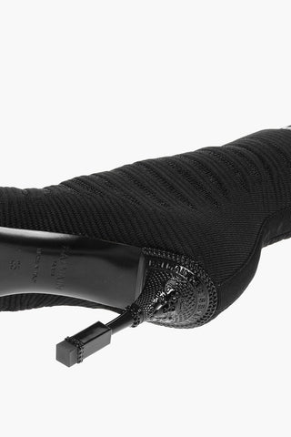 Sock Heeled Boots with Logo Print