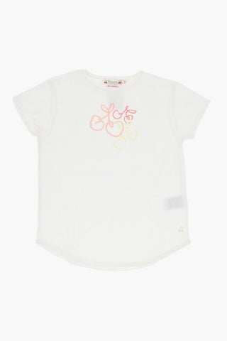 Solid Color AADA Crew-neck T-Shirt with Frontal Print
