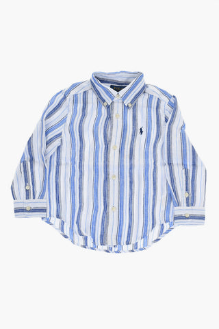 Camicia Button Down in Lino a Righe