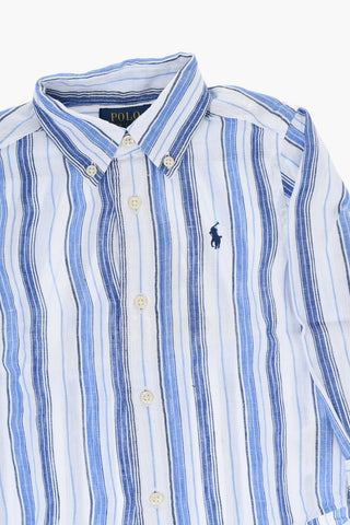 Camicia Button Down in Lino a Righe