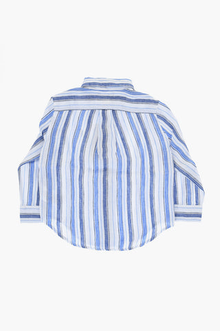 Camicia Button Down in Lino a Righe