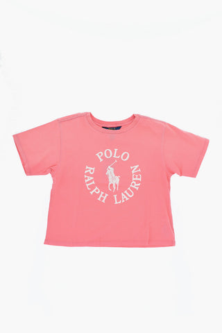 Solid Color Crew-neck T-Shirt with Printed Logo