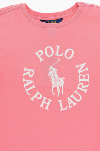 Solid Color Crew-neck T-Shirt with Printed Logo