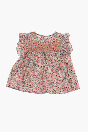 Blouse FIDJI with Floral Pattern and Draping