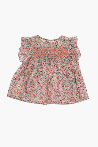 Blouse FIDJI with Floral Pattern and Draping