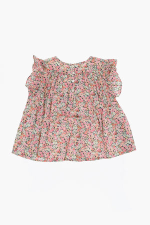 Blouse FIDJI with Floral Pattern and Draping