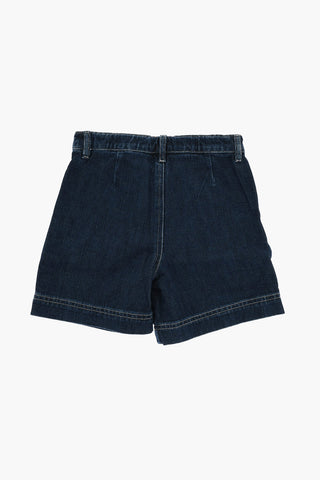 Shorts in Denim con Cuciture a Contrasto