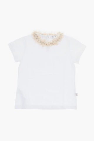 Cotton T-Shirt with Fuzzy Neckline