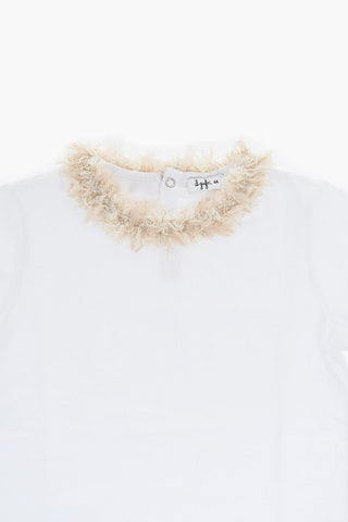 Cotton T-Shirt with Fuzzy Neckline