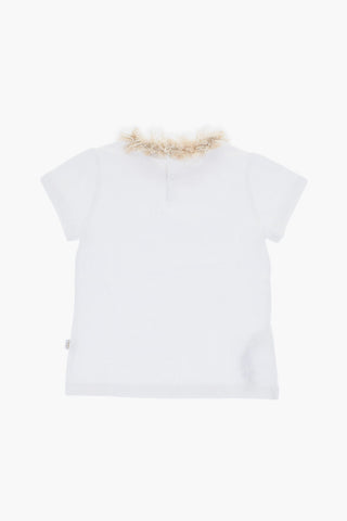 Cotton T-Shirt with Fuzzy Neckline