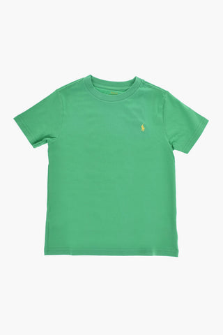 T-shirt Girocollo in Cotone con Ricamo Logo