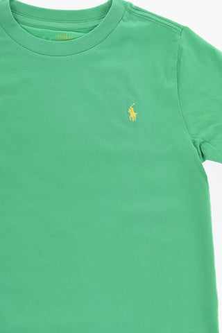 T-shirt Girocollo in Cotone con Ricamo Logo