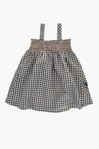 Smock Stitch Check Motif Dress