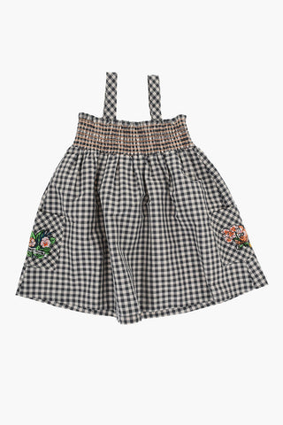 Smock Stitch Check Motif Dress
