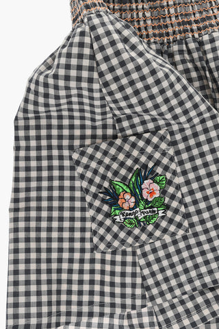 Smock Stitch Check Motif Dress