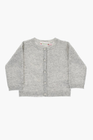 Cashmere TIBILE Crew-neck Cardigan with Perforated Details