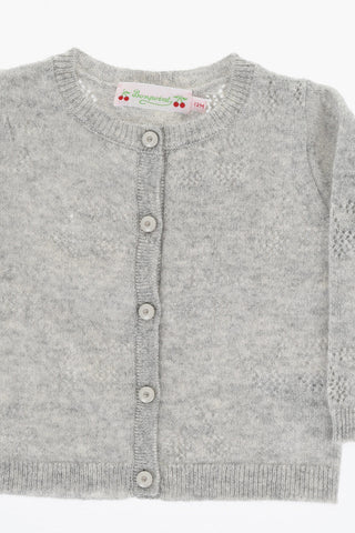 Cashmere TIBILE Crew-neck Cardigan with Perforated Details