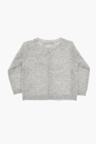 Cashmere TIBILE Crew-neck Cardigan with Perforated Details