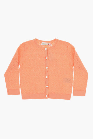 Perforated CHERRY Cardigan with Contrast Buttons