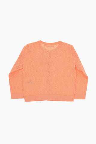 Perforated CHERRY Cardigan with Contrast Buttons