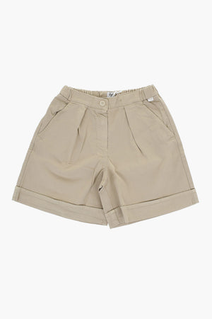 Shorts with Elastic Waist and Turn-Up Hem