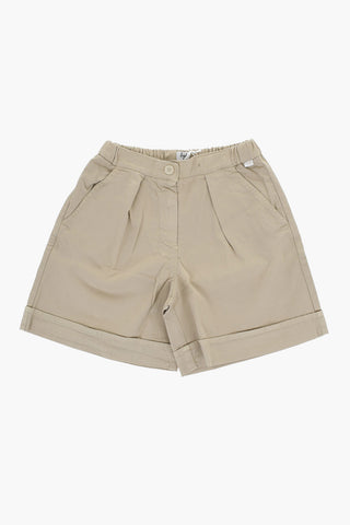 Shorts with Elastic Waist and Turn-Up Hem