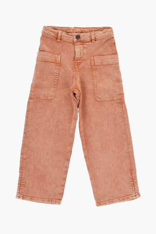 Pantaloni LOOPING In Twill di Cotone con Bottone Logato