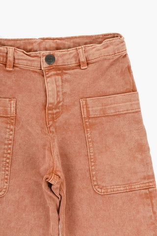 Pantaloni LOOPING In Twill di Cotone con Bottone Logato