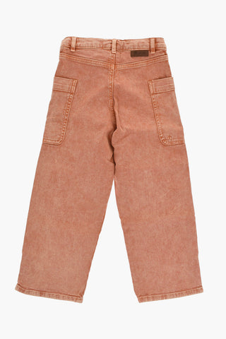 Pantaloni LOOPING In Twill di Cotone con Bottone Logato