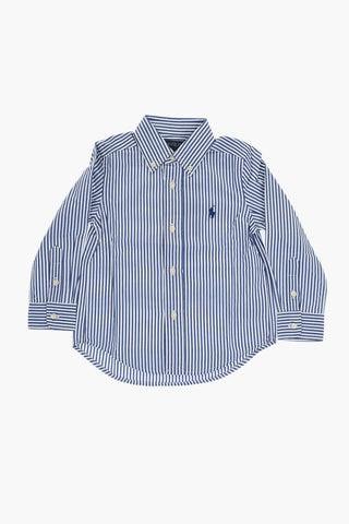 Two-Tone Striped Button-Down Collar Shirt