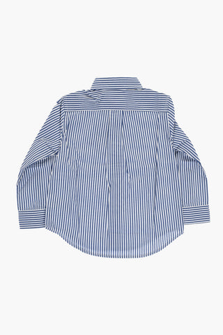 Two-Tone Striped Button-Down Collar Shirt