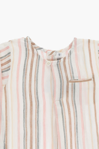 Striped Cotton TENIQUE GAUGUIN Blouse with Back Closure