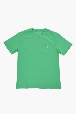 T-shirt Girocollo in Cotone con Ricamo Logo