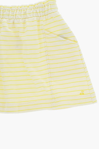 Striped Flared Skirt with Elastic Waistband