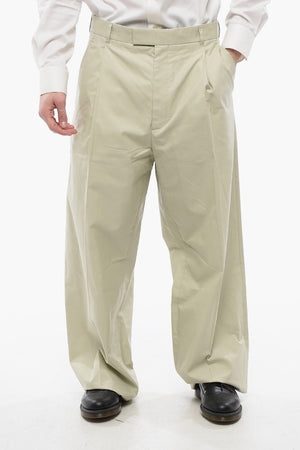 Single-Pleat Cotton-Blend Palazzo Trousers