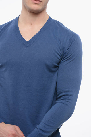 Linen-blended V neckline Sweater
