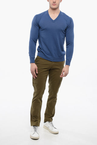 Linen-blended V neckline Sweater