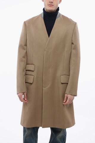 Single Breasted Wool Coat With Hidden
