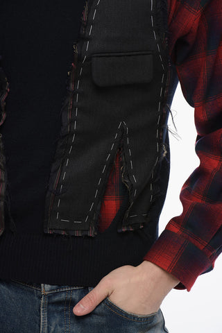 Maglione Collo A V Smanicato Effetto Destrutturato