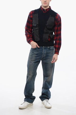Maglione Collo A V Smanicato Effetto Destrutturato