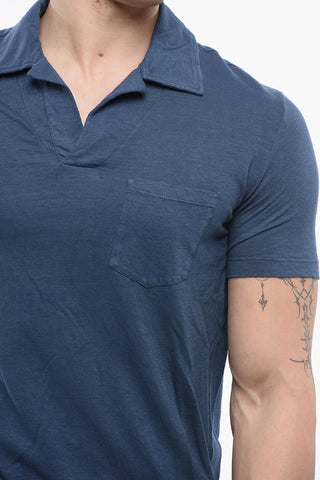 Linen Blend Polo With Breast Pocket