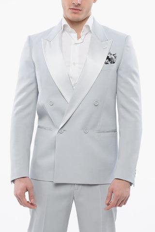 Satin Double-Breasted Blazer TATTOO with Peak Lapel