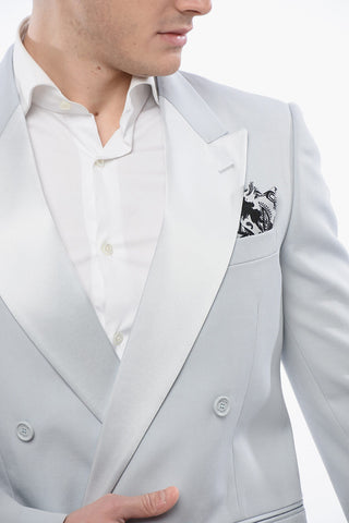 Satin Double-Breasted Blazer TATTOO with Peak Lapel