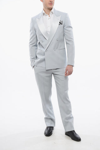 Satin Double-Breasted Blazer TATTOO with Peak Lapel