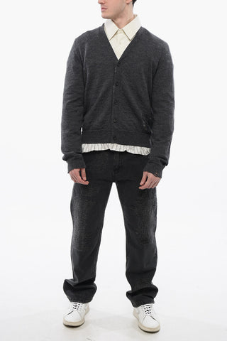 Layered Wool Cardigan With Distressed Details