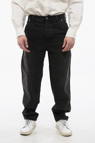 Jeans Cargo in Cotone con Passanti 22cm