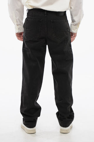 Jeans Cargo in Cotone con Passanti 22cm