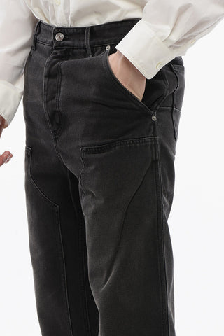 Jeans Cargo in Cotone con Passanti 22cm